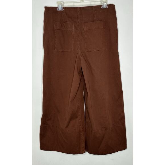 SPANX Stretch Twill Wide Leg Cropped High Rise Pants in Hickory Women's Size XL - Picture 3 of 6